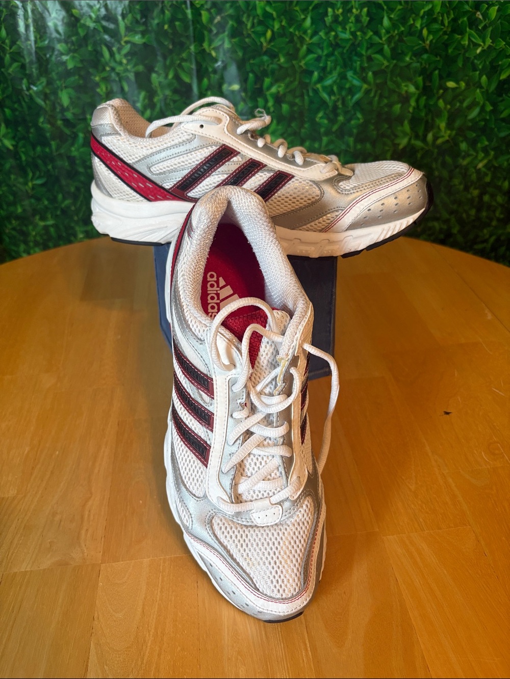 Men’s adidas White and Maroon Athletic Running Shoes